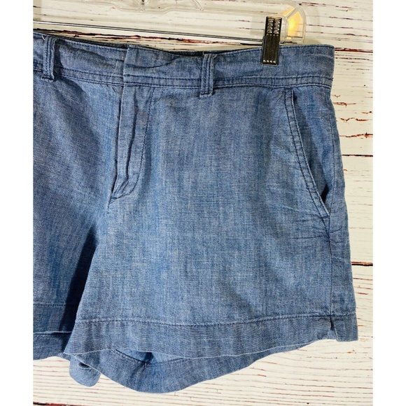 Gap Chambray City Shorts Womens Size 2 Solid Blue Mid Rise 3” Inseam Cotton - Picture 4 of 9